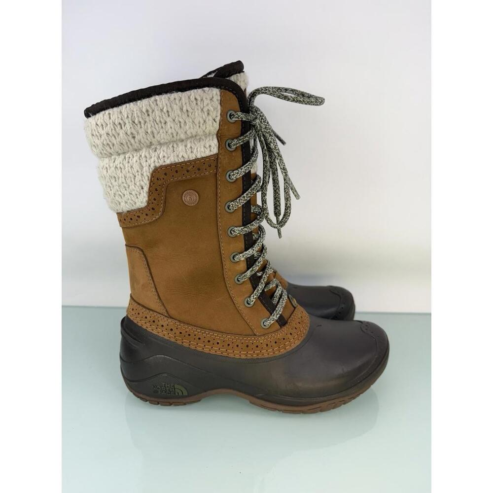 North Face Shellista II Mid Sz 6.5 Snow Boots Waterproof Leather Knit Winter EUC - Picture 4 of 9